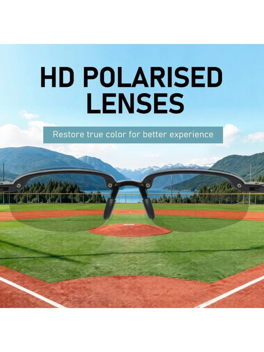 Polarized Sports Sunglasses for Men & Women | TR90 Rimless Wrap Around Frame for